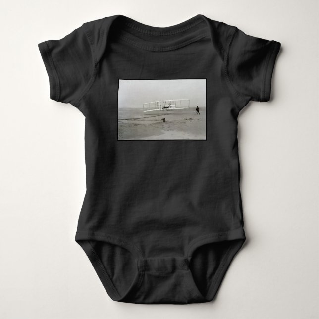 Wright Brothers Flyer First Plane Flight Aviation Baby Bodysuit (Front)