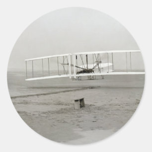 Wright Brothers Flyer First Plane Flight Aviation Classic Round Sticker