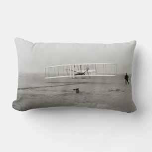 Wright Brothers Flyer First Plane Flight Aviation Lumbar Cushion