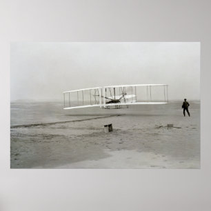 Wright Brothers Flyer First Plane Flight Aviation Poster