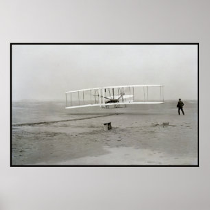 Wright Brothers Flyer First Plane Flight Aviation Poster