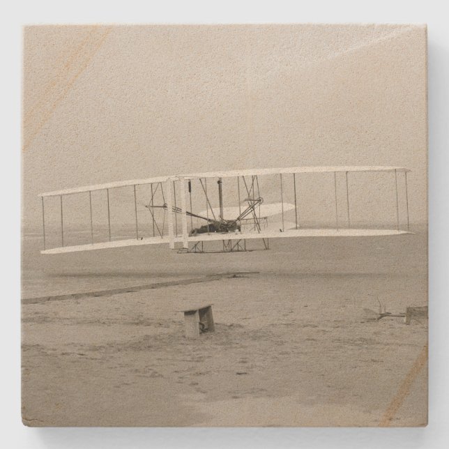 Wright Brothers Flyer First Plane Flight Aviation Stone Coaster (Front)