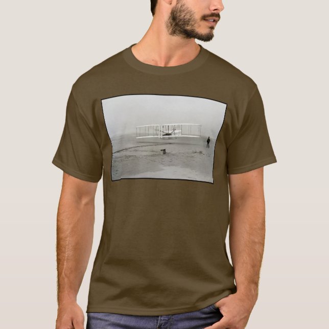 Wright Brothers Flyer First Plane Flight Aviation T-Shirt (Front)
