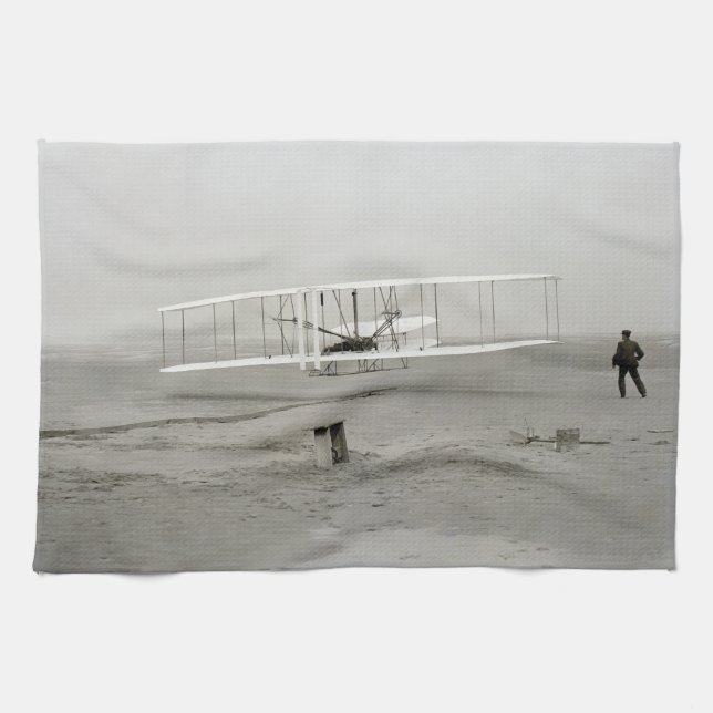 Wright Brothers Flyer First Plane Flight Aviation Tea Towel (Horizontal)