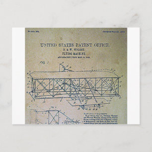 Wright Brothers Patent Design Postcard