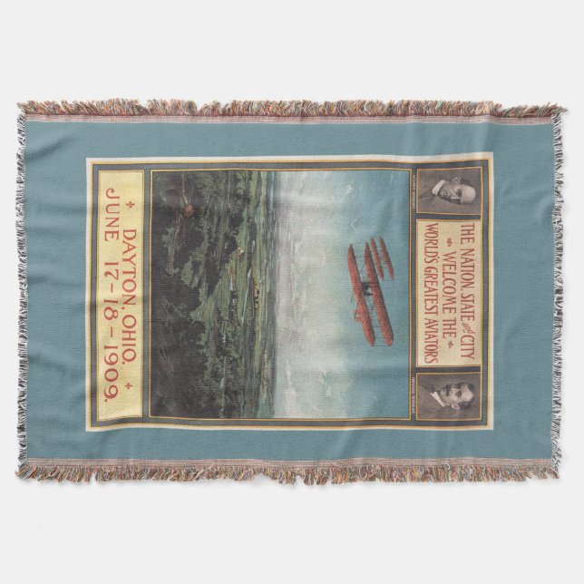 Wright Brothers Plane Throw Blanket (Front)