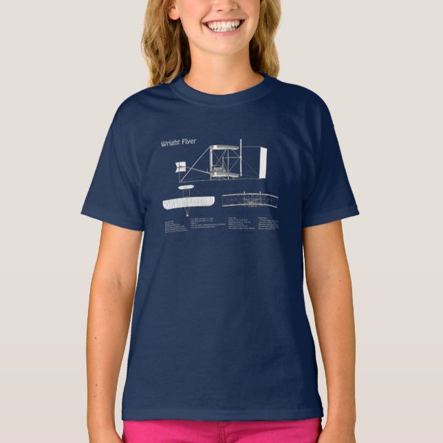 Wright Flyer- Aeroplane Blueprint Drawing Plans AB T-Shirt (Front)