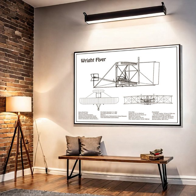 Wright Flyer- Aeroplane Blueprint Drawing Plans BD Poster (Creator Uploaded)