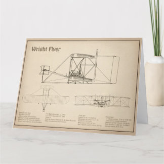 Wright Flyer- Aeroplane Blueprint Drawing Plans SD Thank You Card