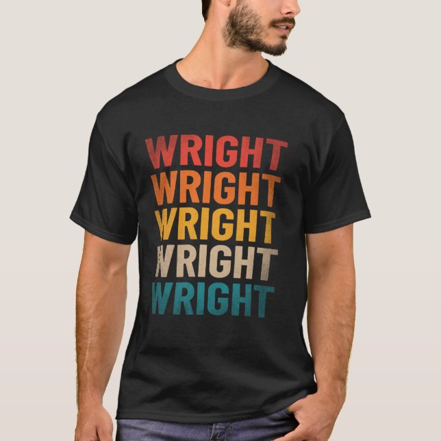 Wright Last Name Shirt Vintage Wright Name (Front)