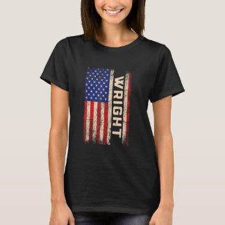 Wright Last Name Shirt Wright Name American Flag