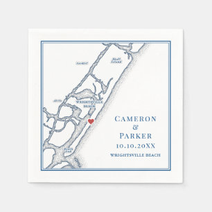 Wrightsville Beach NC Map Navy Elegant Wedding Napkin