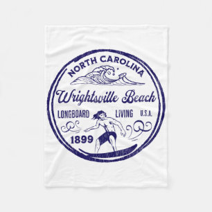 Wrightsville Beach, Nc Surfing Longboard Living De Fleece Blanket