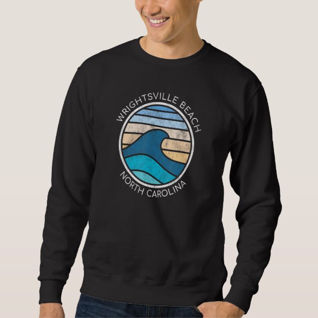 Wrightsville Beach, NC Vacationing Shark Seawaves Sweatshirt (Front)