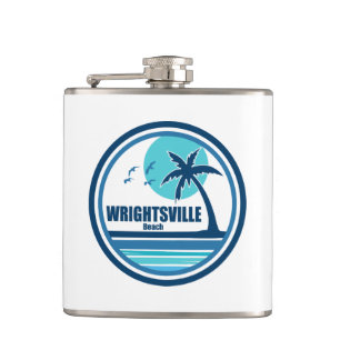 Wrightsville Beach North Carolina Palm Tree Birds Hip Flask