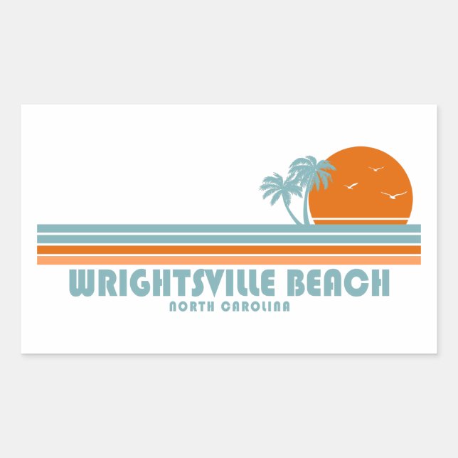 Wrightsville Beach North Carolina Sun Palm Trees Rectangular Sticker (Front)