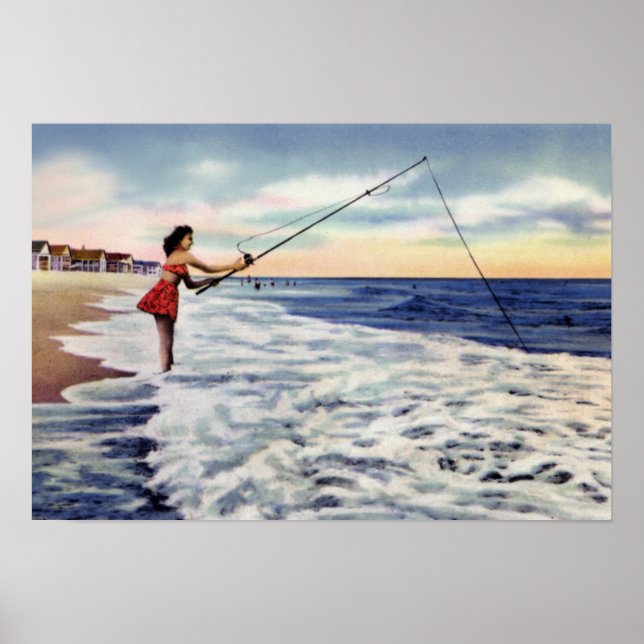 Wrightsville Beach North Carolina Surf Fishing Poster (Front)