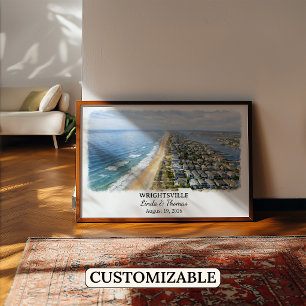 Wrightsville North Carolina Poster, Watercolor Poster