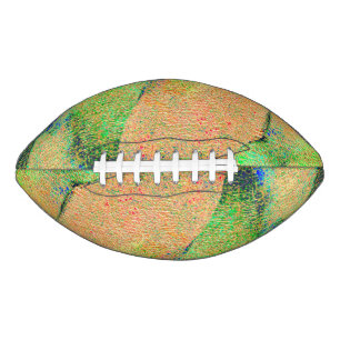 Wrinkled leather style, orange green worn paint football