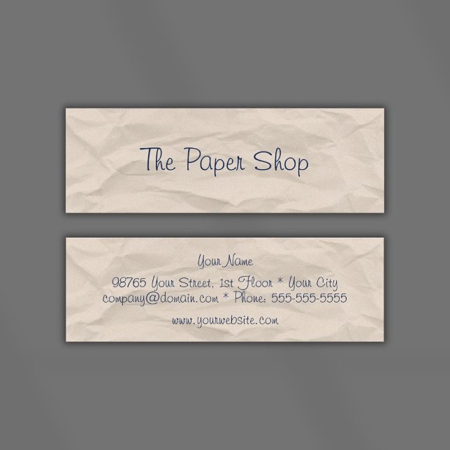 Wrinkled Paper Handwriting Skinny Business Card (Creator Uploaded)