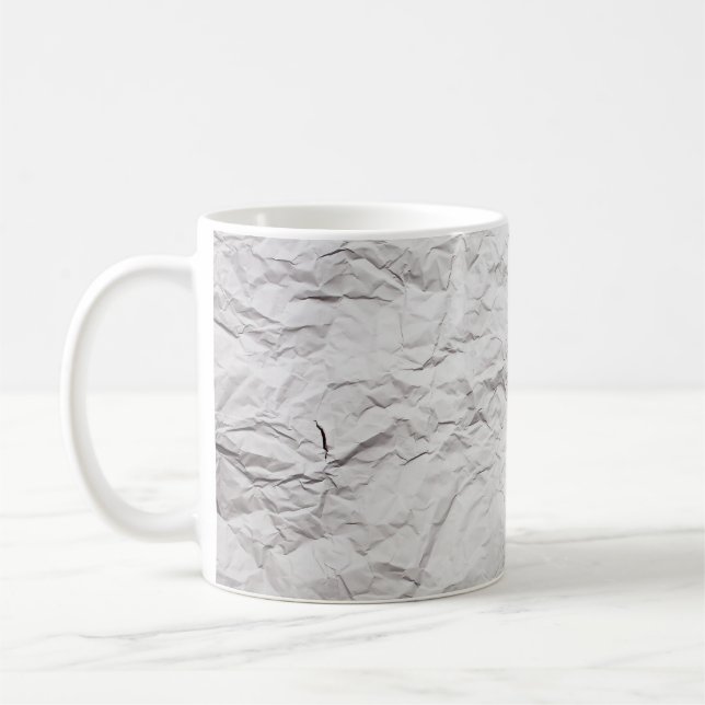 Wrinkled paper texture, detailed background. coffee mug (Left)