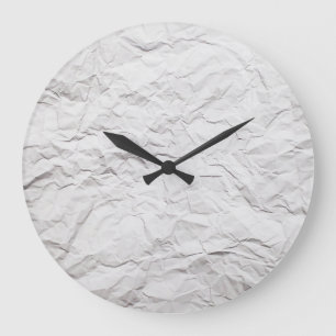 Wrinkled paper texture, detailed background. large clock