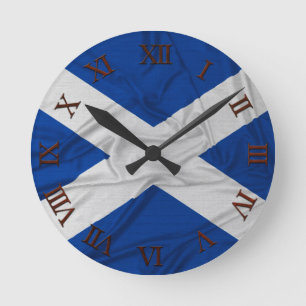Wrinkled Scotland Flag Round Clock