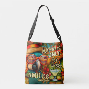 Wrinkles Only Go Where Smiles Have Been Parrot Crossbody Bag