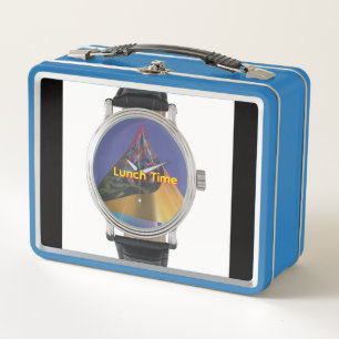 Wrist Watch Blue Metal Lunch Box