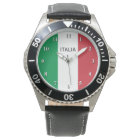 Wrist watch for men with flag of Italy