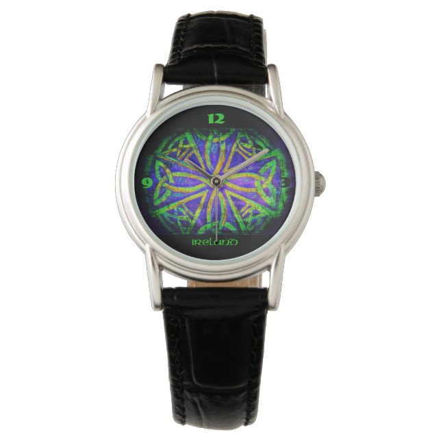 Wristwatch, clock, Celtic knot, Ireland, colorful Watch (Front)