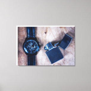 wristwatch with lighter canvas print