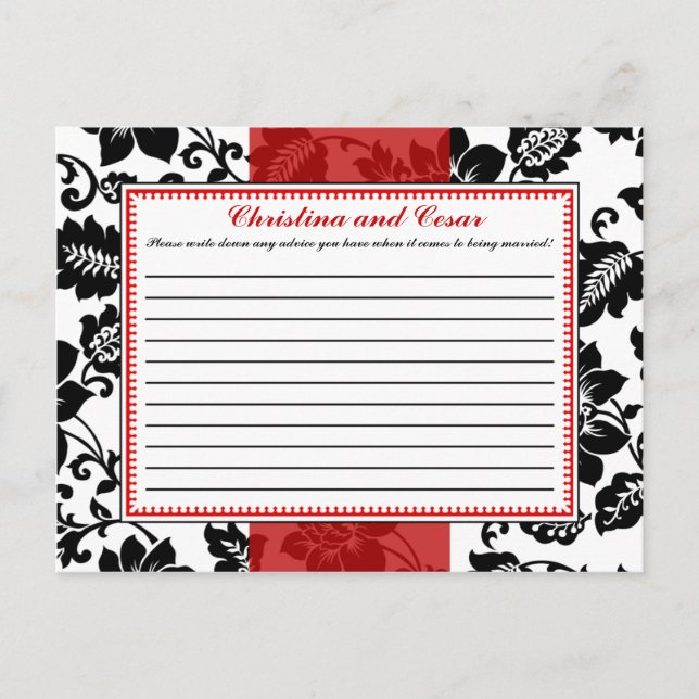 Writable Advice Card Black Flourish Red Stripe (Front)