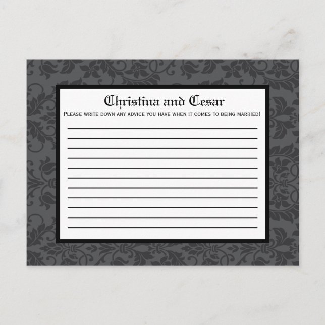 Writable Advice Card Black Grey Formal Gothic Prin (Front)