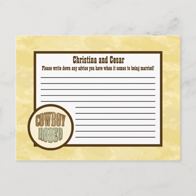 Writable Advice Card Cowboy Rodeo Steer Skull Tan (Front)