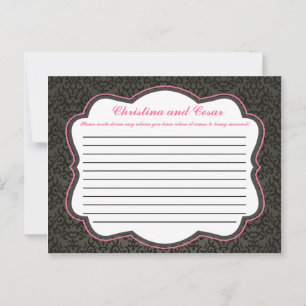 Writable Advice Card Damask/Stripes Pink Crown Bla