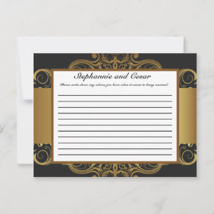 Writable Advice Card Gold and Black Damask