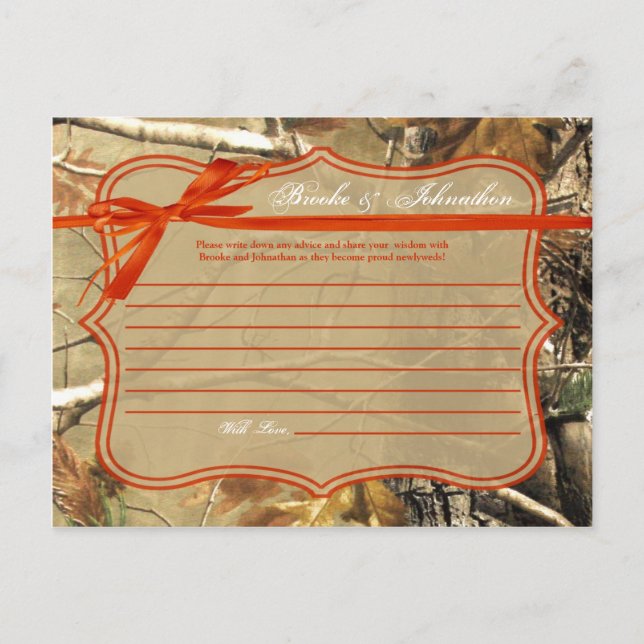 Writable Advice Card Hunters Camoflouge Camo Orang (Front)