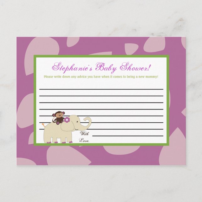 Writable Advice Card Jacana Purple Animals (Front)