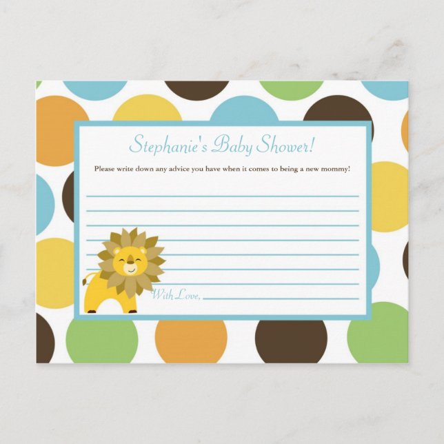 Writable Advice Card Jungle King Lion Safari Zoo (Front)