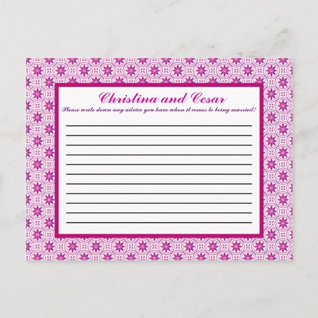 Writable Advice Card Magenta Purple Formal Flower (Front)