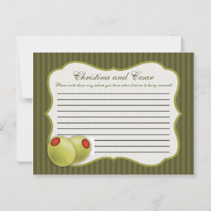 Writable Advice Card Martini Olives Green Stripes