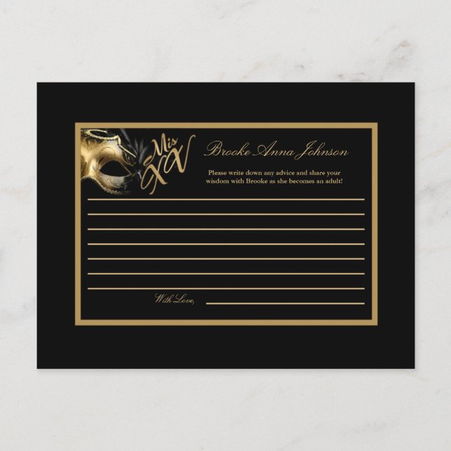 Writable Advice Card MIS XV Gold Black (Front)