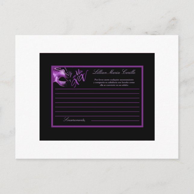 Writable Advice Card Mis XV Purple Lilac Black (Front)