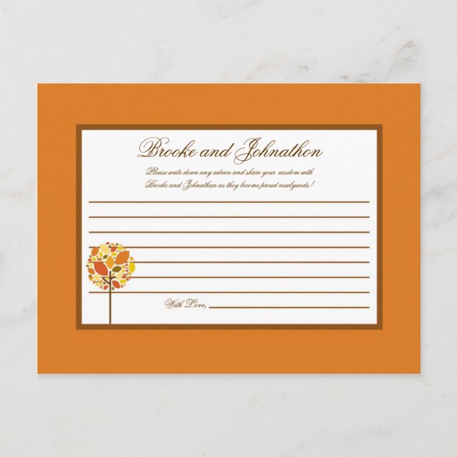 Writable Advice Card Modern Autumn Tree Fall (Front)