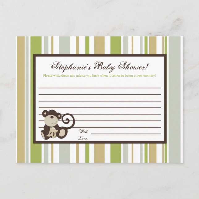 Writable Advice Card Monkey Time Zoo Animal (Front)