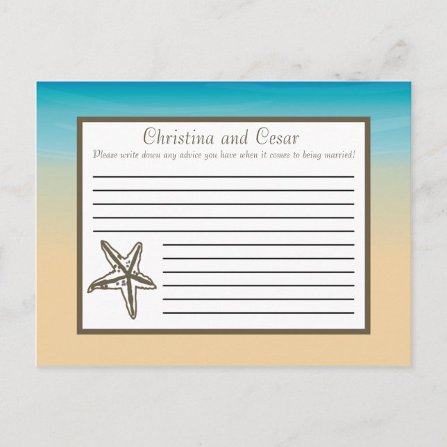 Writable Advice Card Ocean Beach Shore Seashells S (Front)