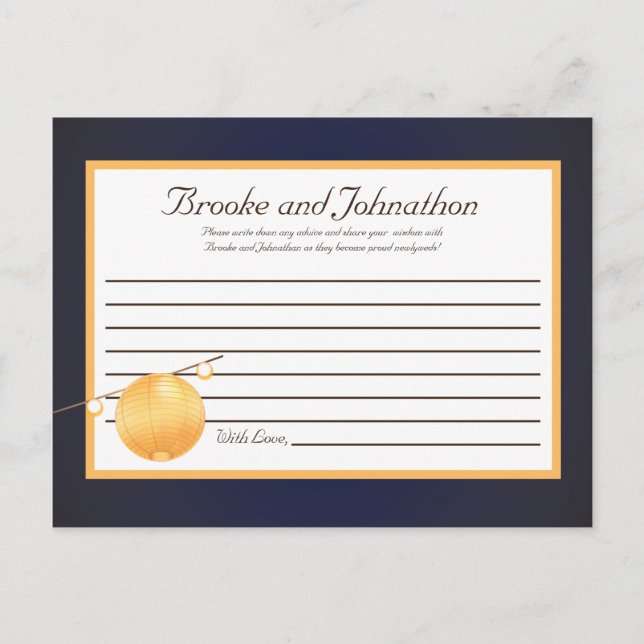 Writable Advice Card Paper Lanterns on Blue Chinee (Front)