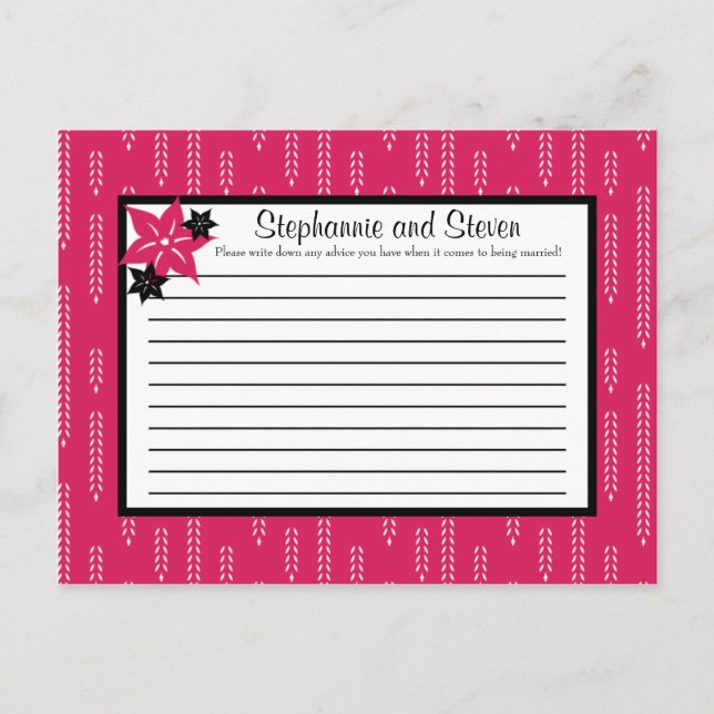 Writable Advice Card Pink and Black Wild Flowers (Front)