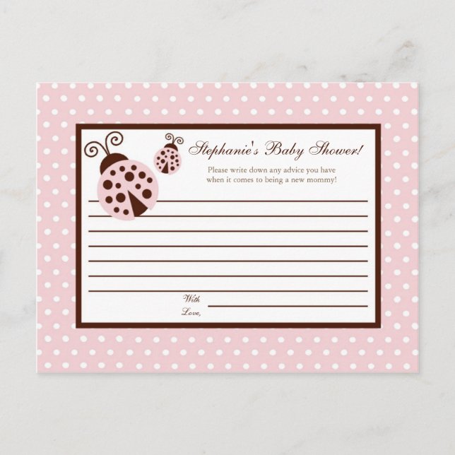 Writable Advice Card Pink Ladybug (Front)